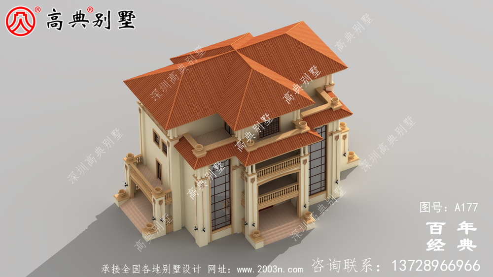 漂亮的四樓鄉村別墅帶陽臺設計圖_鄉村住宅設計圖
