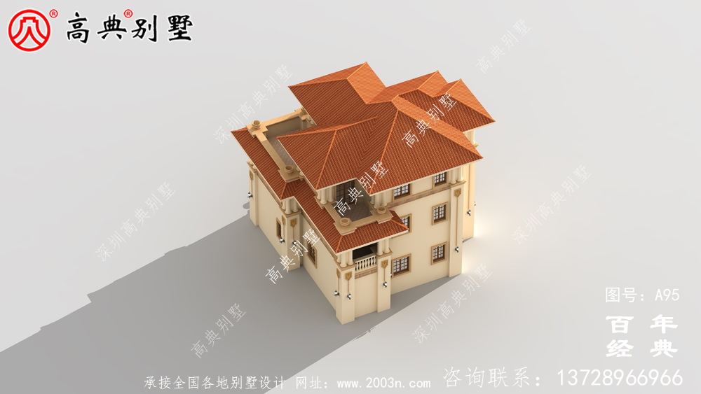 帶陽臺的三層別墅施工圖及效果圖_三層別墅設計圖
