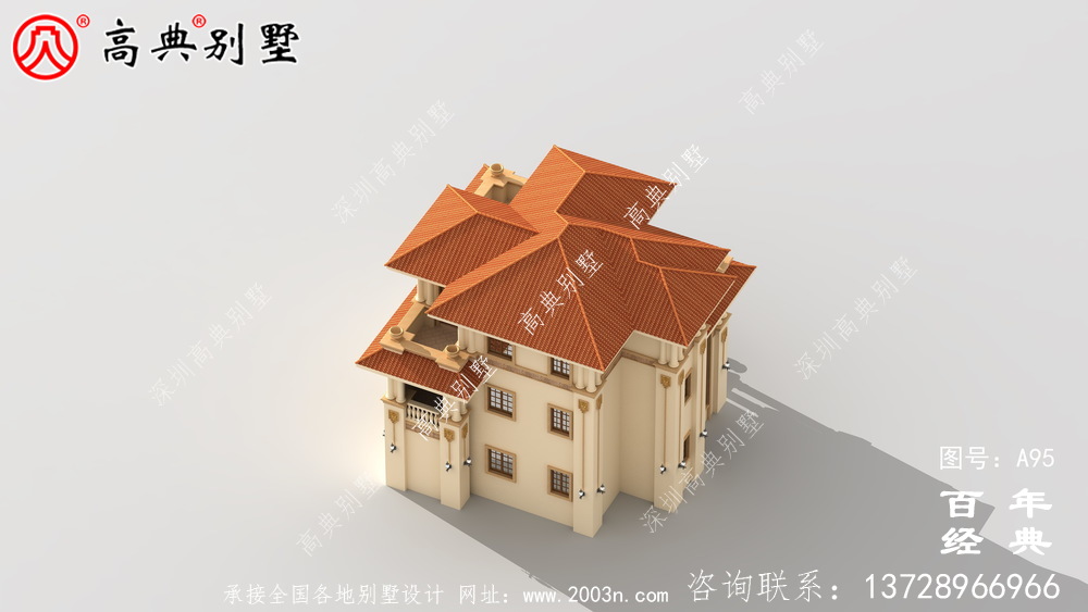 帶陽臺的三層別墅施工圖及效果圖_三層別墅設計圖
