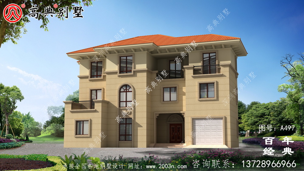 三層帶露臺農村住宅圖紙_別墅設計圖紙,新農村別墅,農村自建房設計
