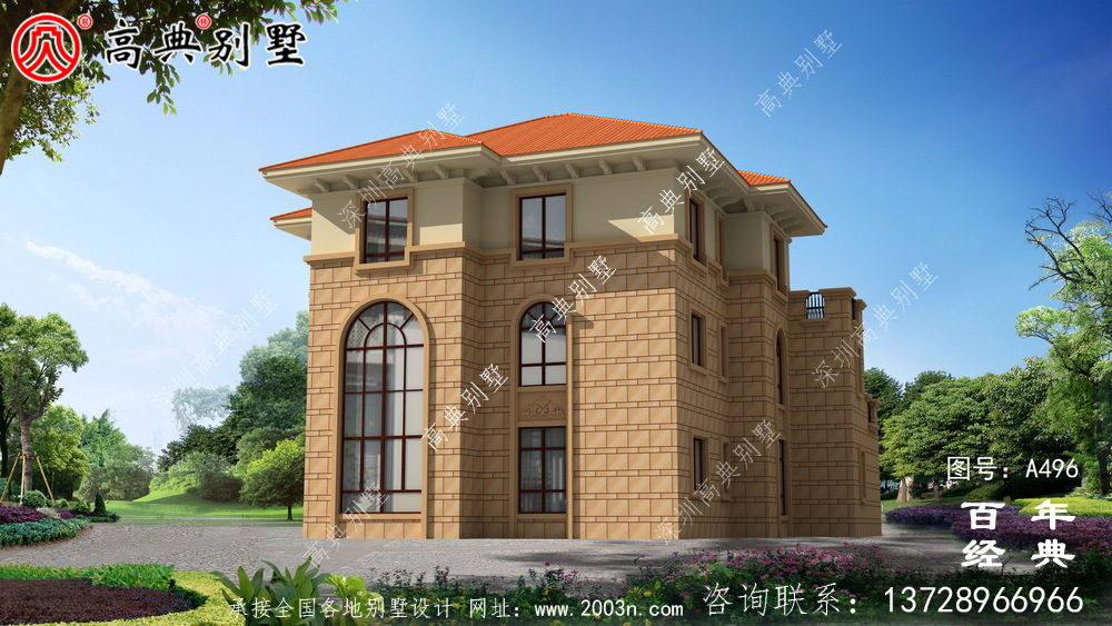 農村三層帶車庫住宅設計圖_別墅設計圖紙,新農村別墅,農村自建房設計
