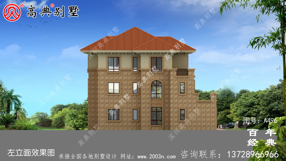 農村三層帶車庫住宅設計圖_別墅設計圖紙,新農村別墅,農村自建房設計
