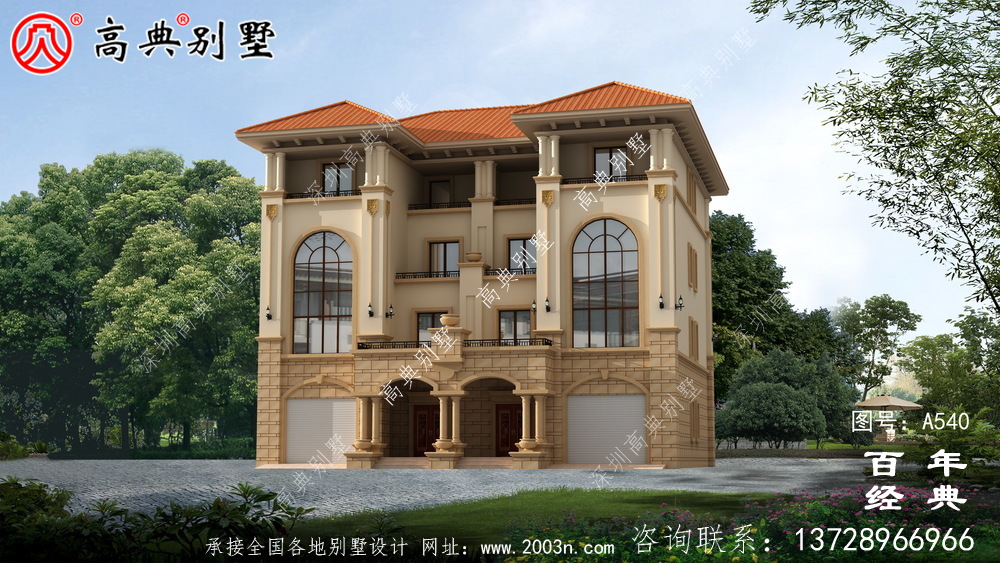 四層豪華型雙拼別墅施工圖_別墅設計圖紙,新農村別墅,農村自建房設計
