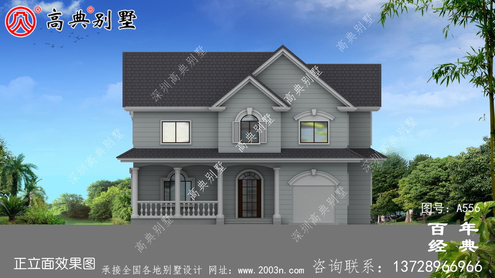 兩層別墅施工圖帶效果圖_別墅設計圖紙,新農村別墅,農村自建房設計