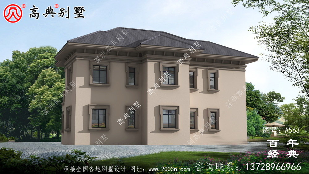 農村兩層住宅施工圖含效果圖_別墅設計圖紙,新農村別墅,農村自建房設計