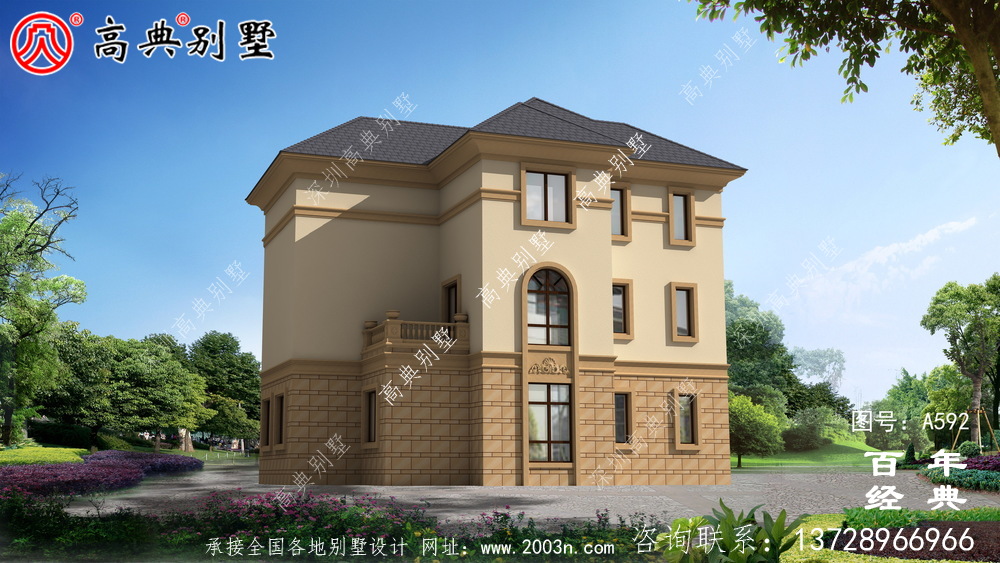 三層帶車庫別墅設計效果圖及施工圖_別墅設計圖紙,新農村別墅,農村自建房設計