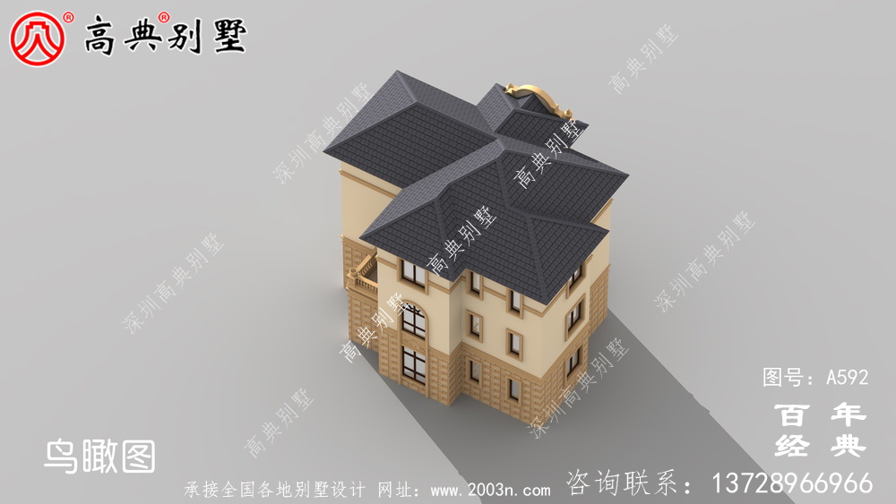 三層帶車庫別墅設計效果圖及施工圖_別墅設計圖紙,新農村別墅,農村自建房設計