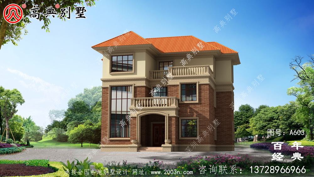 新農村三層帶陽臺住宅推薦方案_別墅設計圖紙,新農村別墅,農村自建房設計