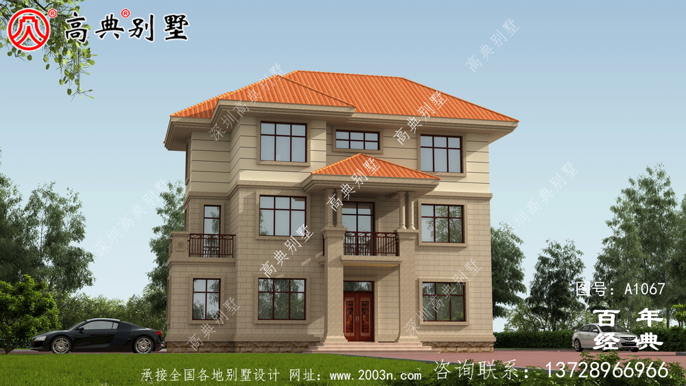 新農村三層豪華歐式別墅復式高端自建設計圖紙及效果圖。