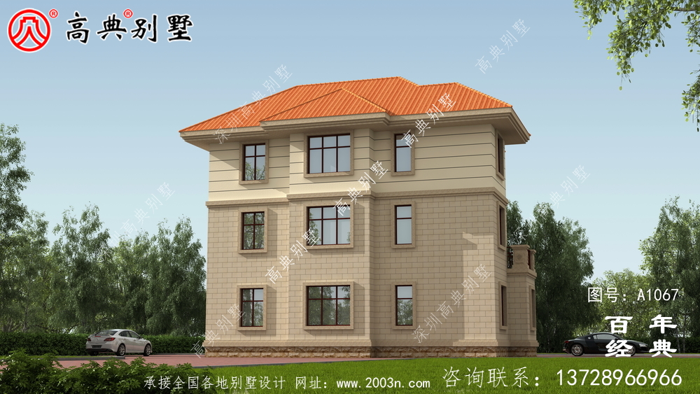 新農村三層豪華歐式別墅復式高端自建設計圖紙及效果圖。