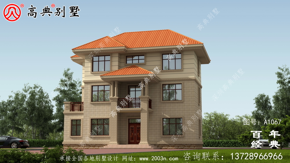 新農村三層豪華歐式別墅復式高端自建設計圖紙及效果圖。