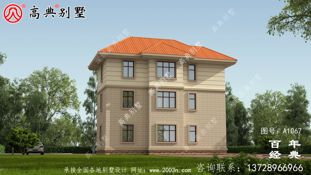 新農村三層豪華歐式別墅復式高端自建設計圖紙及效果圖。