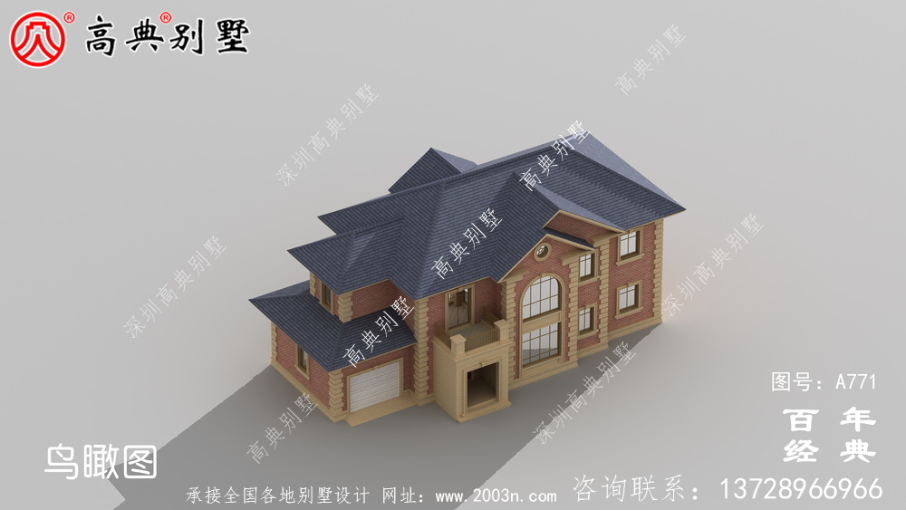 歐式二層車庫別墅設計圖與效果圖_ 二層別墅外觀效果圖