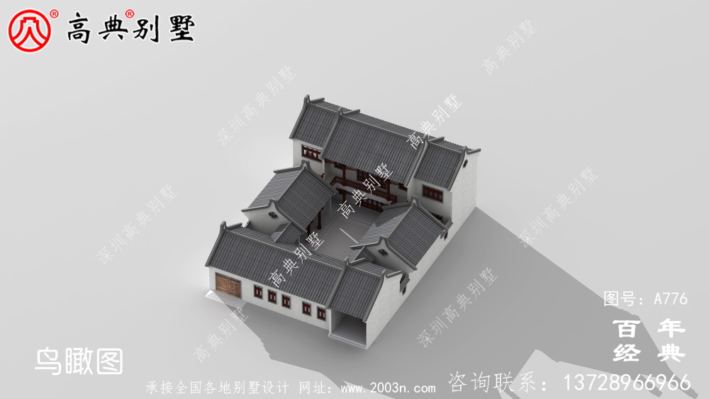 中式豪華別墅外觀設計圖紙_農村二層別墅圖紙