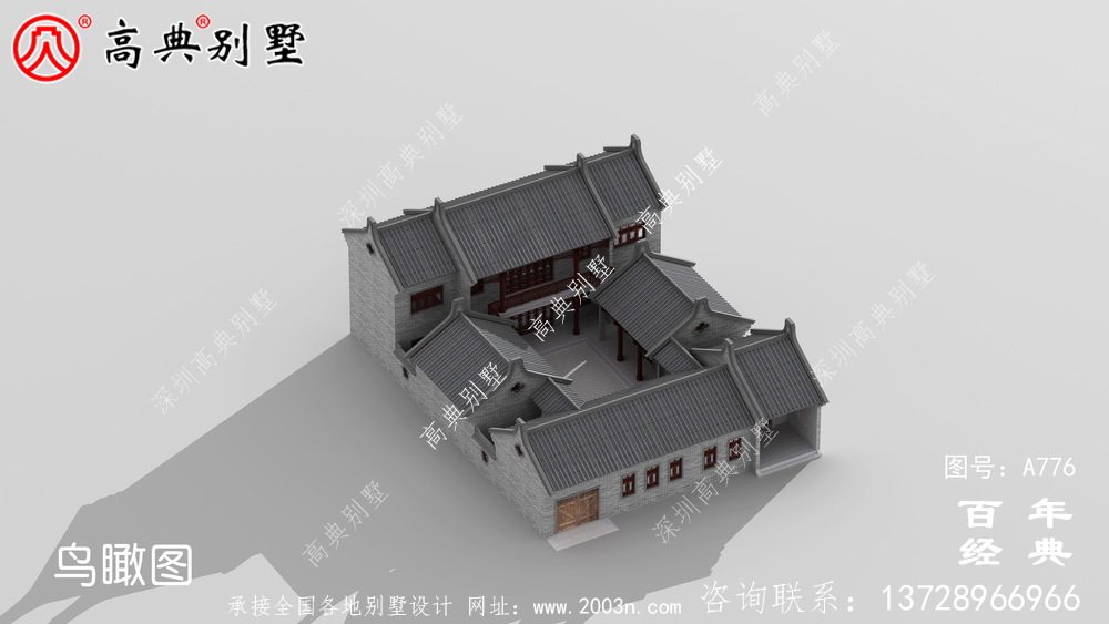 中式豪華別墅外觀設計圖紙_農村二層別墅圖紙