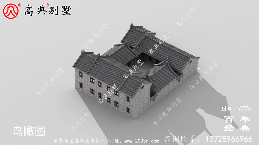 中式豪華別墅外觀設計圖紙_農村二層別墅圖紙