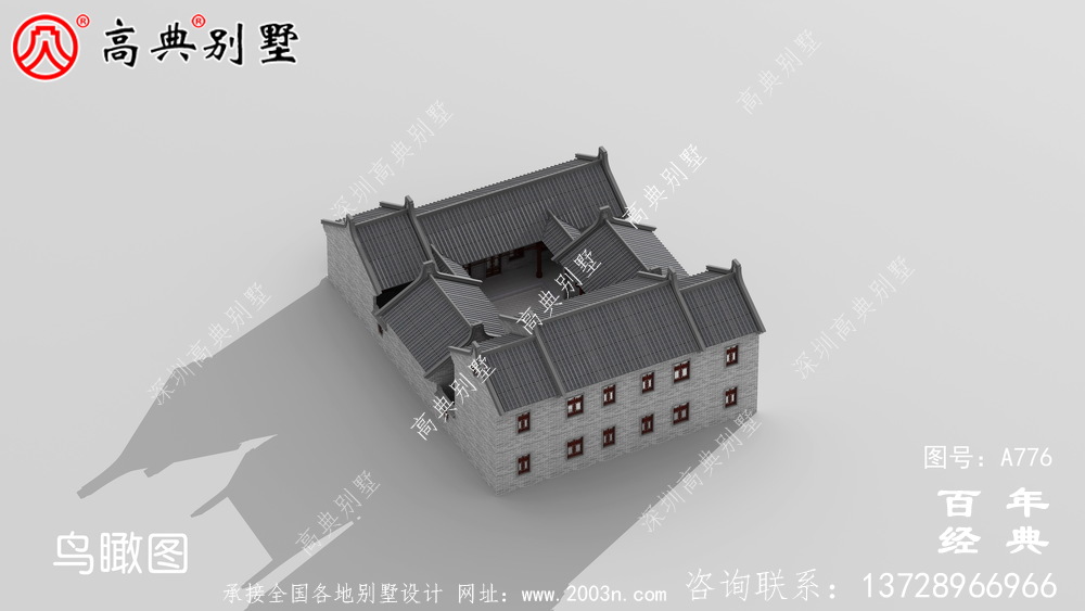 中式豪華別墅外觀設計圖紙_農村二層別墅圖紙