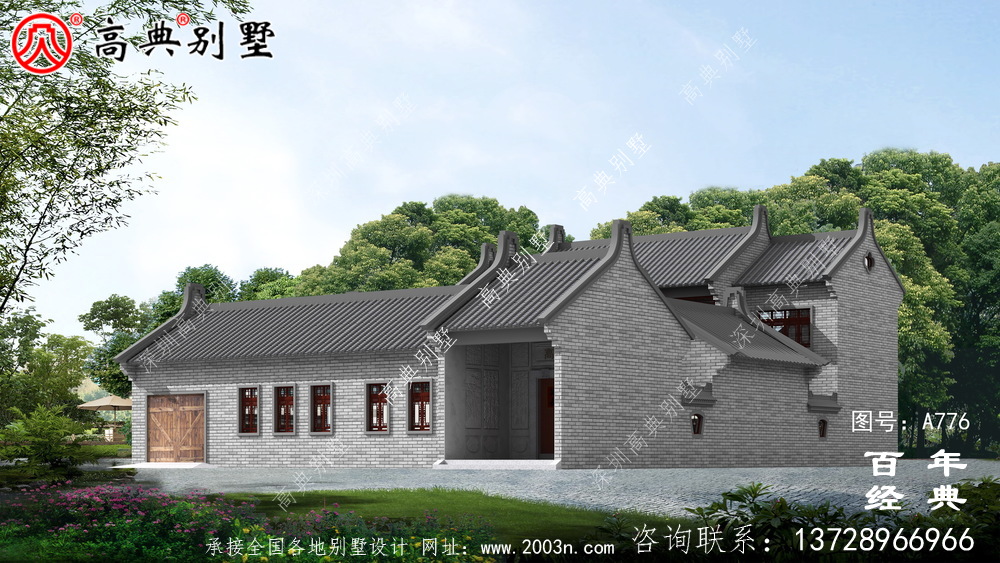 中式豪華別墅外觀設計圖紙_農村二層別墅圖紙