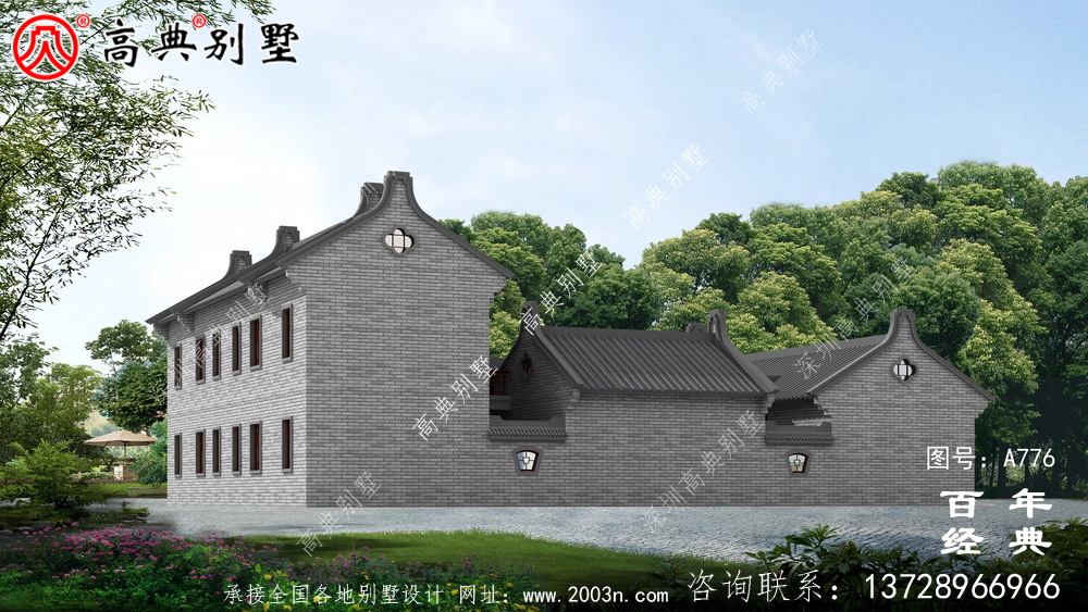 中式豪華別墅外觀設計圖紙_農村二層別墅圖紙
