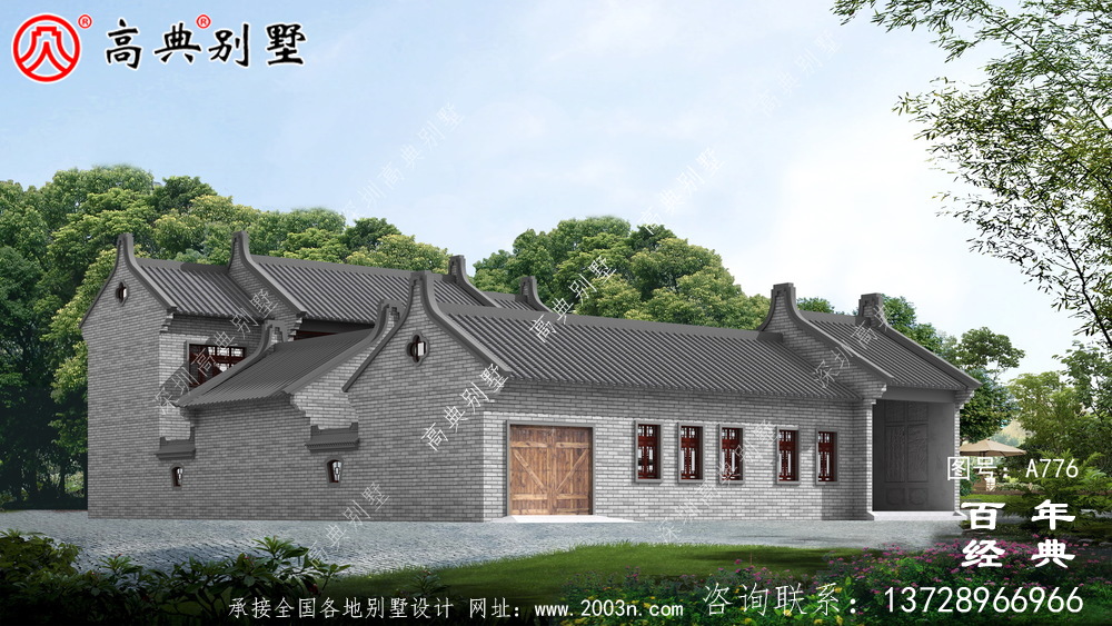 中式豪華別墅外觀設計圖紙_農村二層別墅圖紙