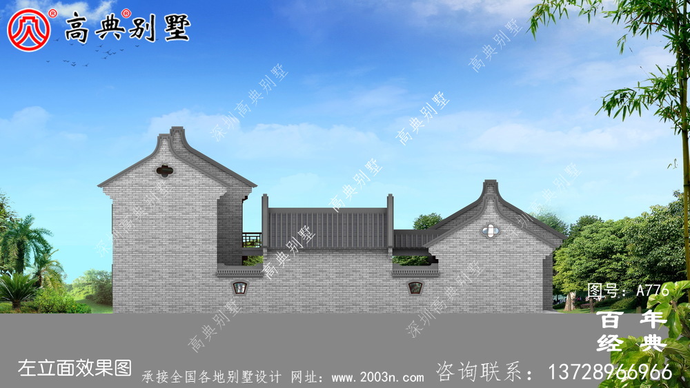 中式豪華別墅外觀設計圖紙_農村二層別墅圖紙