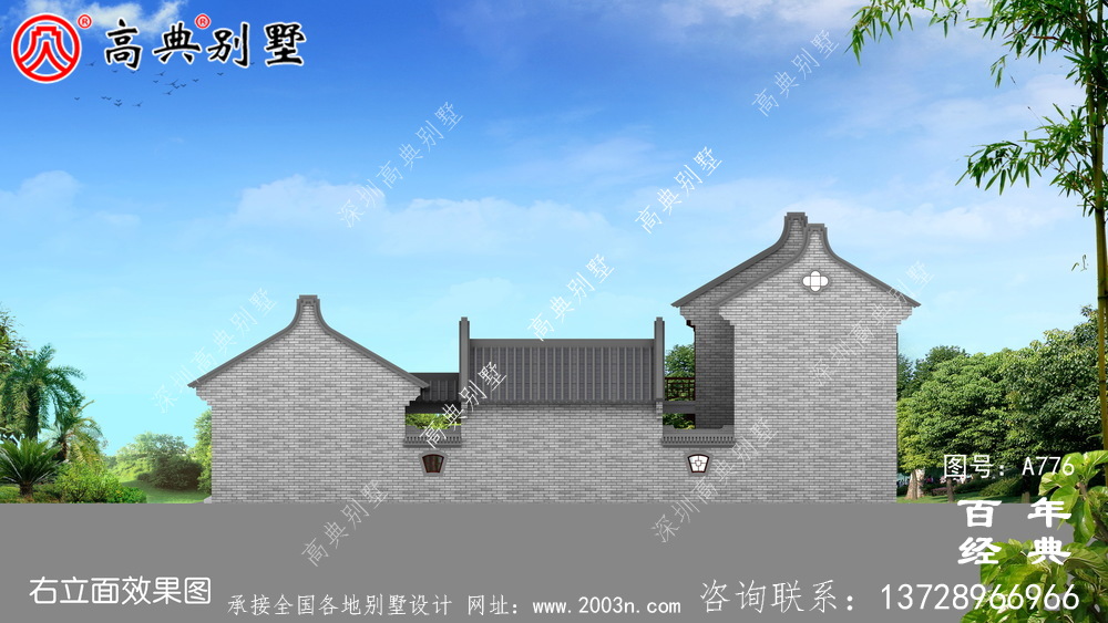 中式豪華別墅外觀設計圖紙_農村二層別墅圖紙