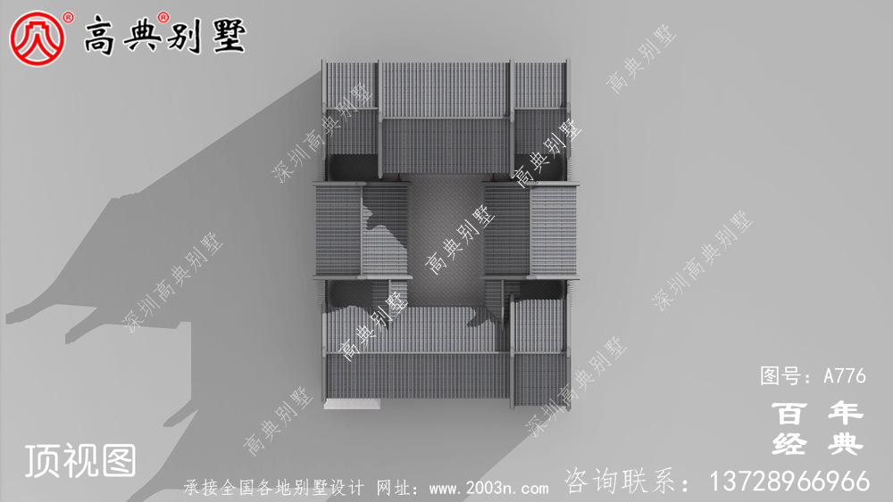 中式豪華別墅外觀設計圖紙_農村二層別墅圖紙