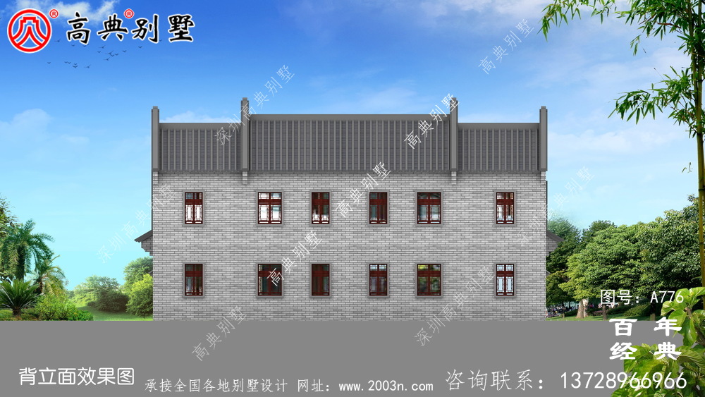 中式豪華別墅外觀設計圖紙_農村二層別墅圖紙