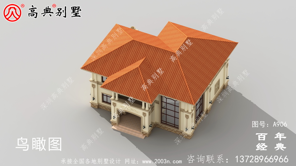 經典復式兩層歐式別墅設計圖紙及效果圖_鄉村房屋設計圖紙