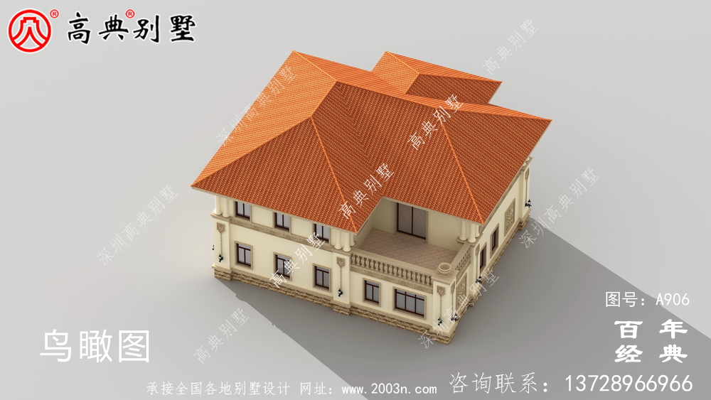 經典復式兩層歐式別墅設計圖紙及效果圖_鄉村房屋設計圖紙