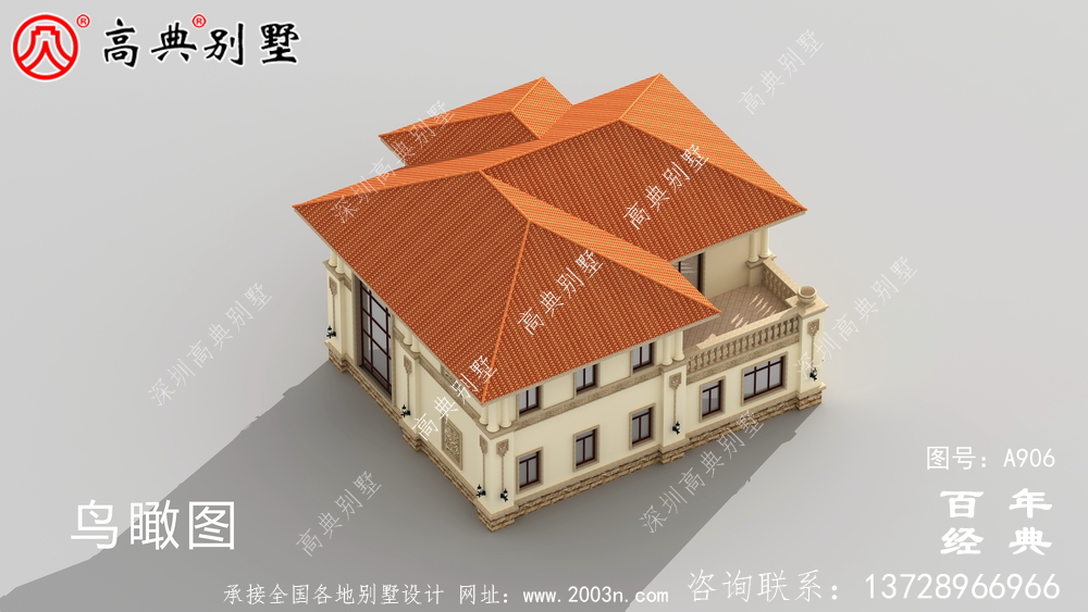 經典復式兩層歐式別墅設計圖紙及效果圖_鄉村房屋設計圖紙