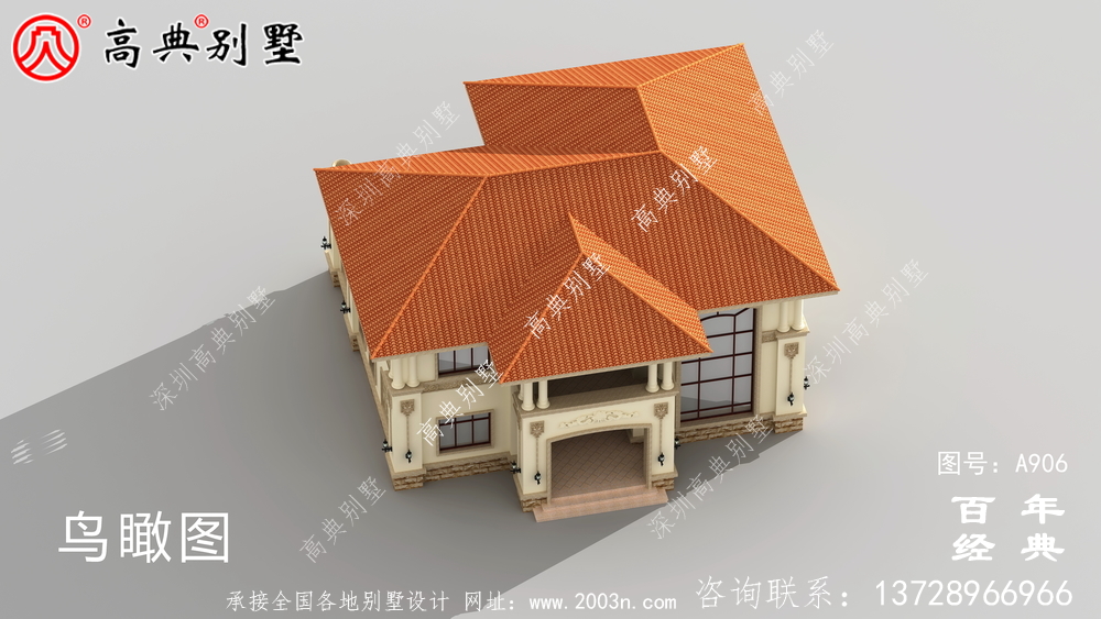 經典復式兩層歐式別墅設計圖紙及效果圖_鄉村房屋設計圖紙