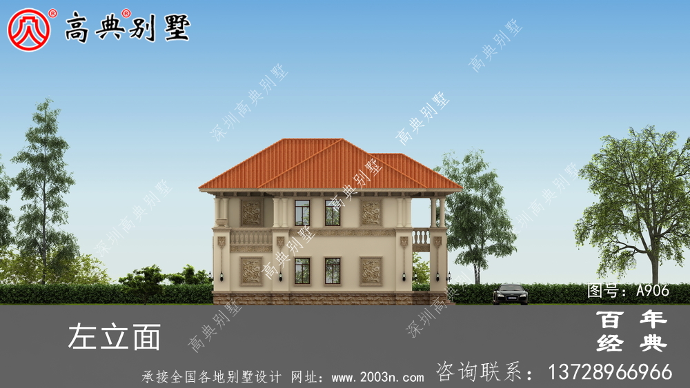 經典復式兩層歐式別墅設計圖紙及效果圖_鄉村房屋設計圖紙