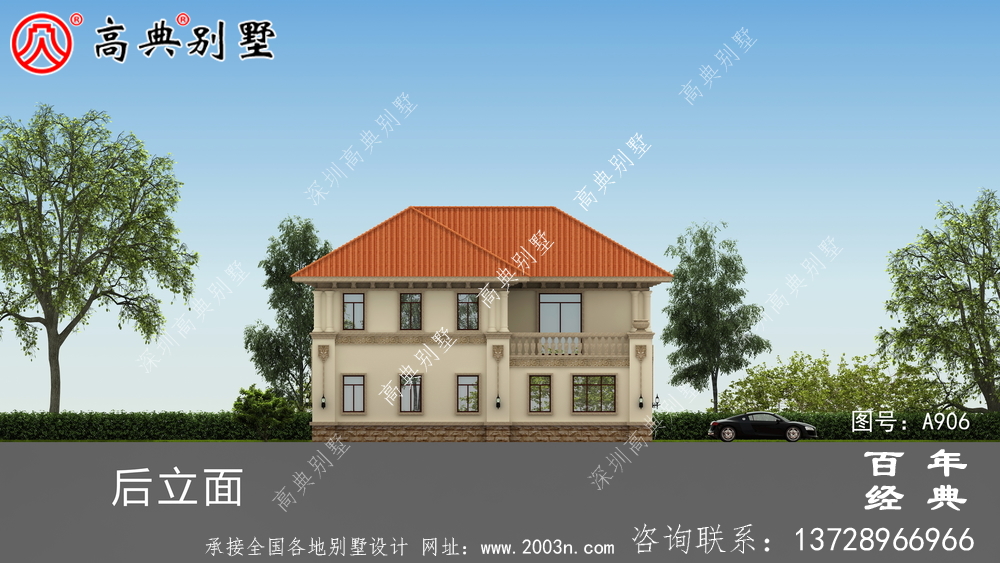經典復式兩層歐式別墅設計圖紙及效果圖_鄉村房屋設計圖紙