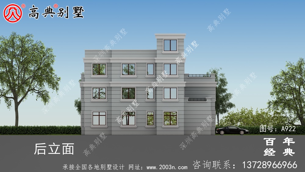 現(xiàn)代三層復式別墅施工圖紙及設計效果圖_三層別墅設計圖