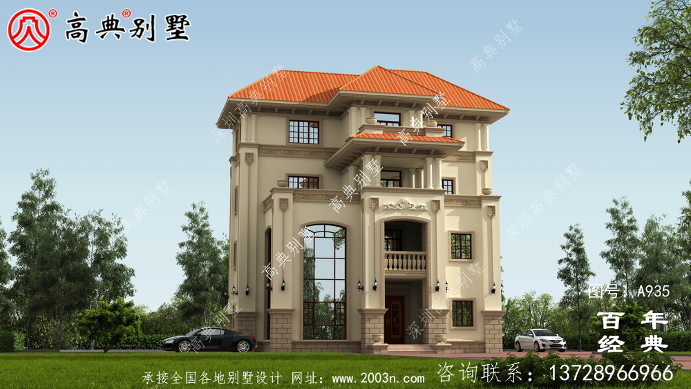 高檔復式四層歐式豪宅別墅設計圖紙及效果圖_歐式豪華四層別墅四件套