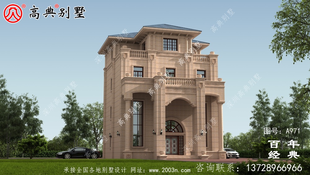 高檔復式四層歐式別墅建筑設計圖紙及效果圖_四層住宅設計圖