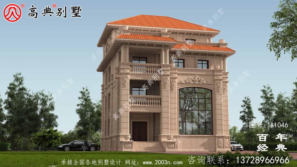 復合四層歐式別墅設計效果圖及施工圖_四層別墅設計圖