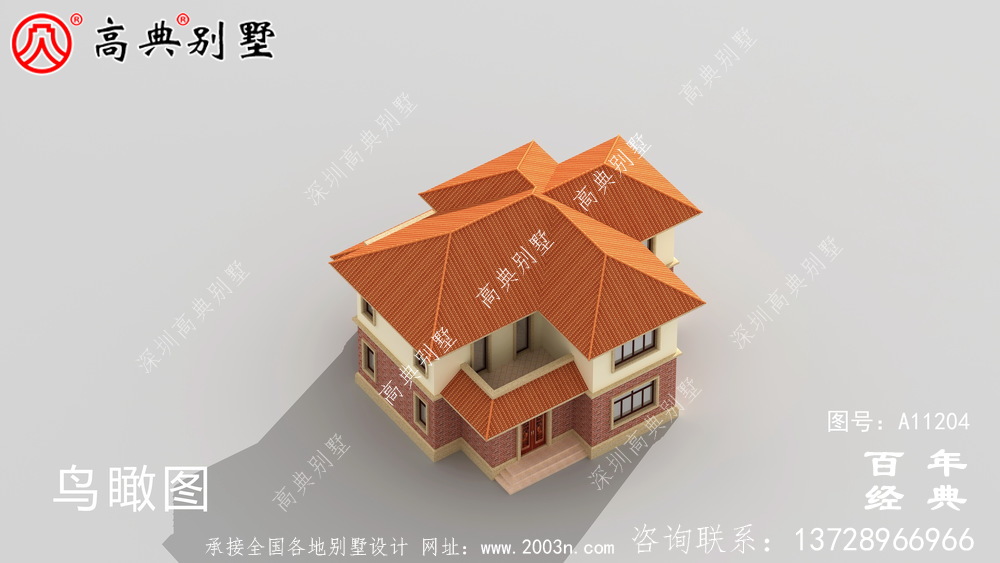  兩層歐式小別墅外觀世紀效果圖及施工圖設計_兩層別墅設計圖