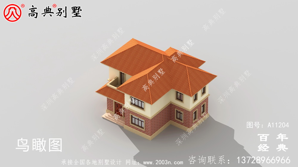  兩層歐式小別墅外觀世紀效果圖及施工圖設計_兩層別墅設計圖