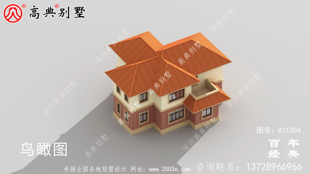  兩層歐式小別墅外觀世紀效果圖及施工圖設計_兩層別墅設計圖