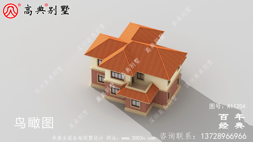  兩層歐式小別墅外觀世紀效果圖及施工圖設計_兩層別墅設計圖