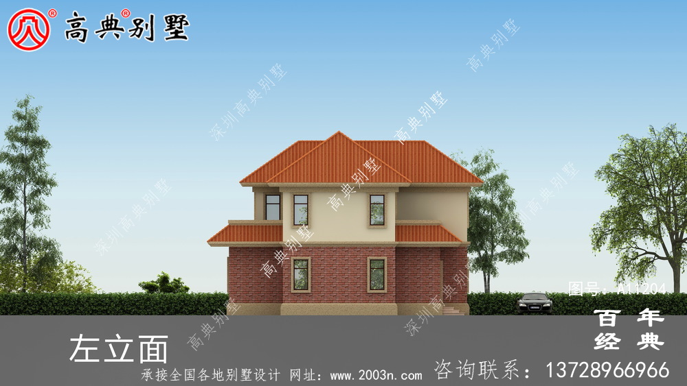  兩層歐式小別墅外觀世紀效果圖及施工圖設計_兩層別墅設計圖