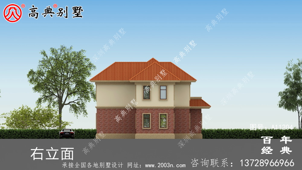  兩層歐式小別墅外觀世紀效果圖及施工圖設計_兩層別墅設計圖