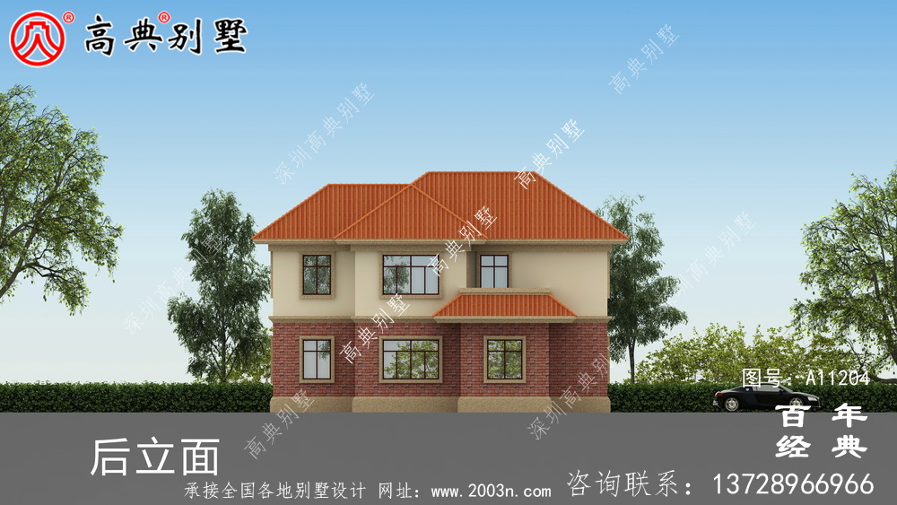  兩層歐式小別墅外觀世紀效果圖及施工圖設計_兩層別墅設計圖