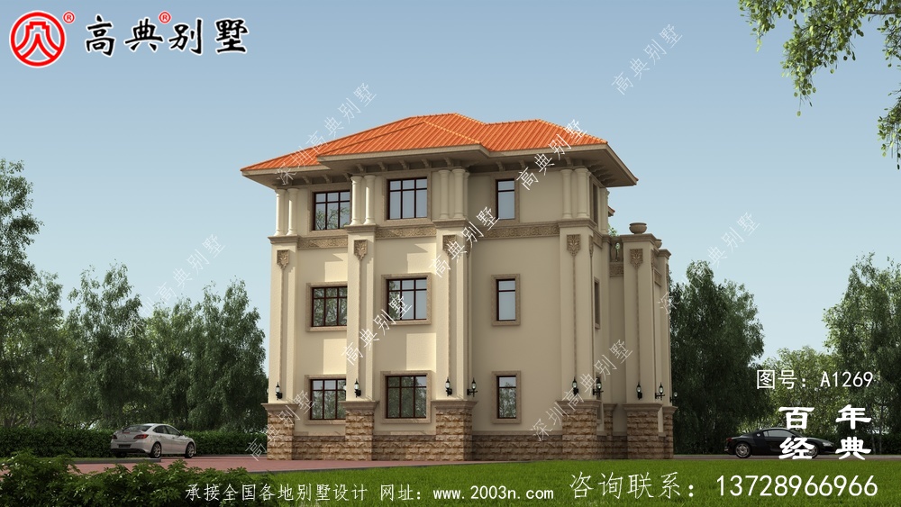 歐式風格三層別墅設計圖紙_三層別墅圖紙