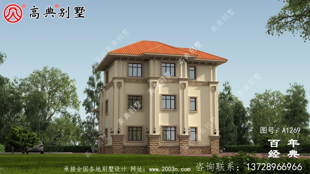 歐式風格三層別墅設計圖紙_三層別墅圖紙