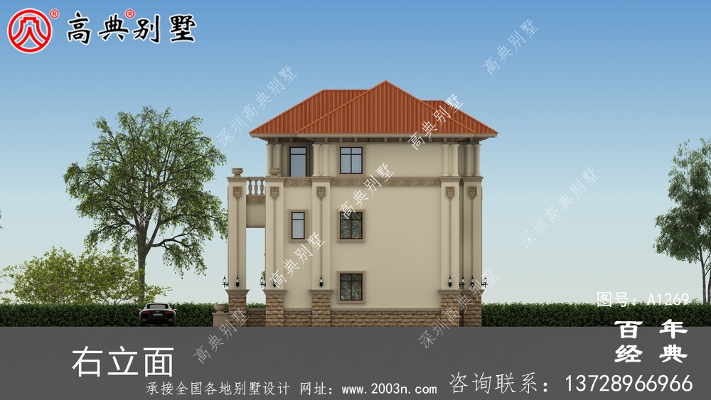 歐式風格三層別墅設計圖紙_三層別墅圖紙