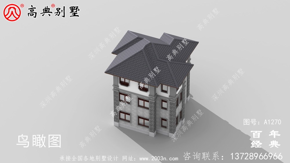 新中式簡約三層農村別墅設計圖紙_三層別墅圖紙