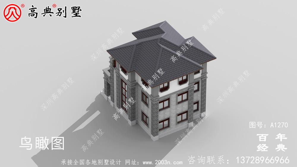 新中式簡約三層農村別墅設計圖紙_三層別墅圖紙